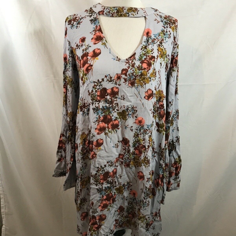 Mossimo light blue floral tunic top - womens mediu
